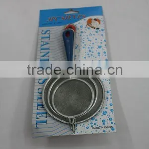 3PC COLORFUL PLASTIC HANDLE OIL STRAINER SET thumbnail-1