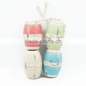 Colorful Boutique Wood Ocean Decoration Nautical Decor Floating Wood Bouy thumbnail-1