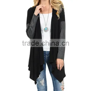 Stylish Girls Ladies Women Fashion 95% Rayon 5% Spandex Black Open Cardigan With Long Sleeve Cardigan Sweaters Wholesale thumbnail-2