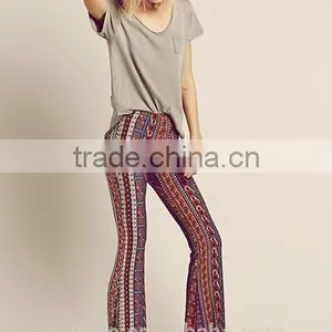 Fashion Hot Sale Paisley Print Stretch Flare Boho Hippie Style Pants Boho Pants Bell Bottom Trousers thumbnail-2