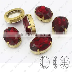 Factory Price DZ-3002 Decorative Lead Free Oval Light Siam Crystal Stone for Garment Accessories thumbnail-2