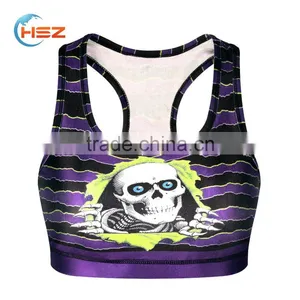 HSZ-018 Sexy Yoga Capri Legging , Nylon Spandex Ladies Yoga Pants With Pocket , Fitness Colorful Yoga Bra Sport Wear thumbnail-2