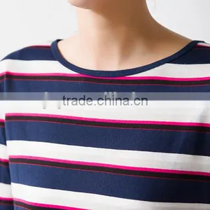 2016 New Fashion All Match Loose Half Sleeve Striped T-shirts for Ladies thumbnail-5