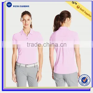 Custom Cotton Button Up Womens Blank Polo T-shirt Banded Collar thumbnail-1