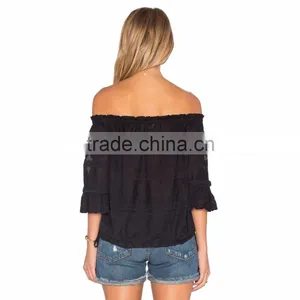 Women Off Shoulder Chiffon Style Blouse Patterns thumbnail-3