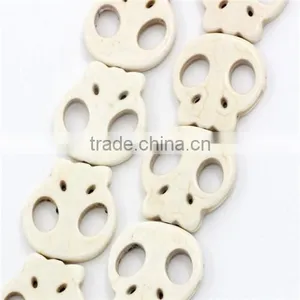 (Grade B) Synthetic Halloween Skull White Howlite Beads 28x25mm thumbnail-1