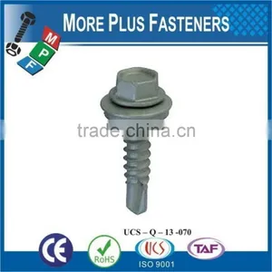 Made in Taiwan Hex Washer Head Drill Point Blue Zinc Coated Colored Roofing Self Tapping Screw thumbnail-4