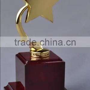 Good Sale Wooden Award With Metal Star Trophy thumbnail-1