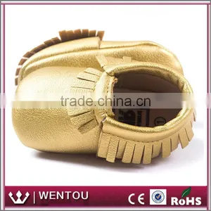 Wholesale Gold Leather Baby Moccasins thumbnail-3