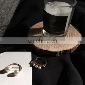 2PCS/Set Contracted Design Beautiful and Elegant Pearl Zircon Women's Pearl Finger Ring thumbnail-2