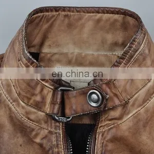 2015 Lastest Fashion Handsome Padded Garment Dyed Men Leather Jacket thumbnail-4