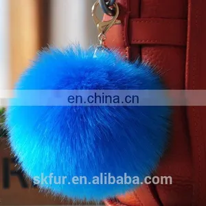 Handmade Colorful Faux Fur Pom Pom Keychain thumbnail-6