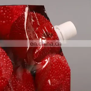 Customized Cheaper Price Red Plastic Liquid Hand Soap Stand up Spout Pouch Bag for Fresh Fruit Juice thumbnail-3