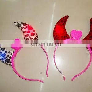 Cheap Party Plastic LED Flashing Lighted Red Devil Horns Headband PH-0068 thumbnail-1