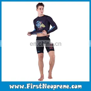 Black Carton Printing Men Style Long Sleeve Rashguards thumbnail-1