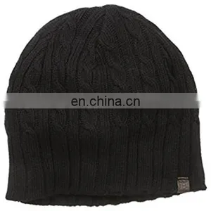 High Quality Custom Logo Mens Cable Knitted Beanie Hat for Men thumbnail-1