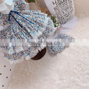 Spanish Lolita Girls Princess Dress Lace Stitching Sleeves Print Dress for Girl Birthday Party Easter Vestidos thumbnail-4