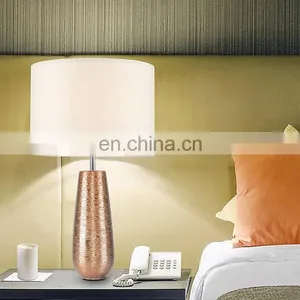 Custom Made European Luxury Rose Gold Ceramic Base Modern Nightstnad Lamps for Home Hotel Office thumbnail-6
