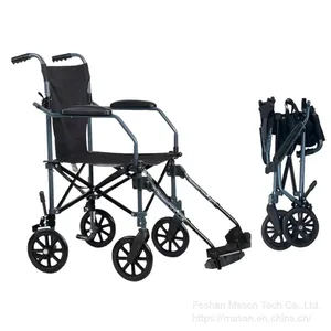 8“ Wheels Lightweight Portable Transport Folding Wheelchair for Disabled thumbnail-3