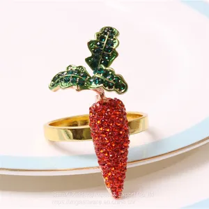 Hot Selling Red Carrot Napkin Cloth Holder With Green Leaf For Table Decoration thumbnail-2