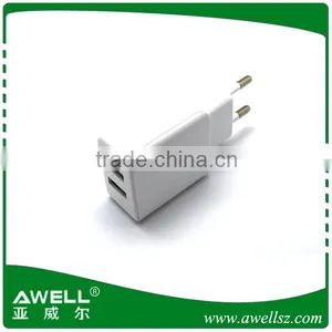 EU Plug Full Capacity 5V 2.1A Usb Travel Charger With 2 Ports for Samsung Galaxy and Almost Cell Phone thumbnail-2