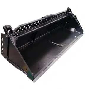 Skid Steer 4 in 1 Bucket SSQA Bolt On Reversible Cutting Edge Horizontal Cylinders Boxed Cross Brace Gloss Black thumbnail-4