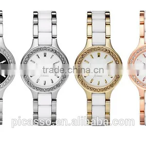 Black Silver Ceramic Quartz Ladies Bracelet Watch 8138 thumbnail-5