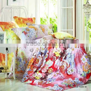 Reactive Dye Flower Print Bedding Cotton Duvet Cover Bed Set thumbnail-1