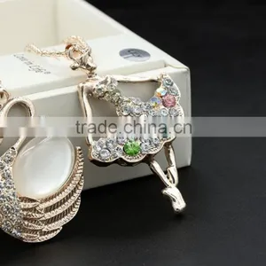 Fashion Rhinestone Long Clothing Accessories Women's Opal Pendants Joker Personality Sweater Chain Necklace thumbnail-6