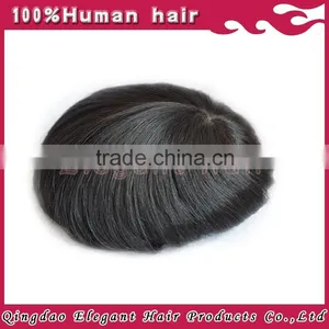 Tot Selling Remy Human Hair Piece Toupee for Black Men, Silk Top Invisible Knot Natural Hairline Toupee thumbnail-1