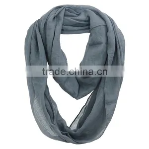 Custom Solid Color Plain Polyester Cotton Circle Scarf thumbnail-3