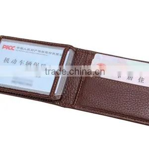 Men's Card Case Genuine Leather Brown Driver License Holder thumbnail-5