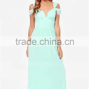 Women's Cute Light Green V-Neck Dress thumbnail-1