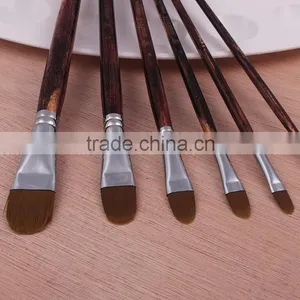 Wood Handle Nylon Hair 6pcs Set Artist Brush Watercolor Brush 6pcs Set thumbnail-3