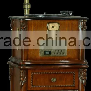 Antique Wood Phonograph With USB CD SD Vinyl Turntable Player thumbnail-1