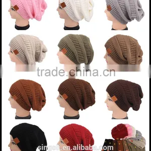 Bubble Knit Slouchy Baggy Beanie Oversize Winter Hat Ski Slouchy Cap Skull Women thumbnail-1