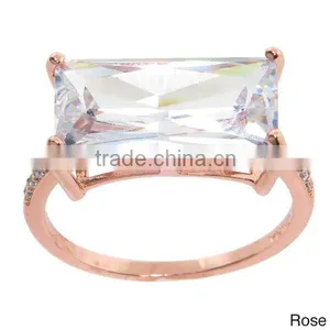 Fashion Sterling Silver Big White Emerald-cut Cubic Zirconia Statement Ring thumbnail-2