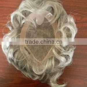 China 100% Natural Human Hair Gray Toupee for Men, Toupee Products thumbnail-1