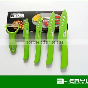 BERYL 5pcs Set , 3456 Kitchen Knives+peeler+color Box,Ceramic Knife Sets 4 Colors Straight Handle,White Blade thumbnail-1