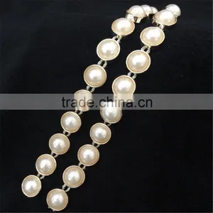 Cheap Plastic Pearl Beaded Lace Trim for Wedding Dress thumbnail-6