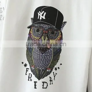 Korean Casual All-Purpose Style Fashionable Crew Neck Owl-Pattern Female Fitness Wear thumbnail-4