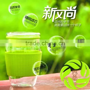 Wholesale Borosilicate Glass Environmental Protection Hand-made Galss Teacup 6 Color Insulating Rubber Glass Teaware Teaset thumbnail-1