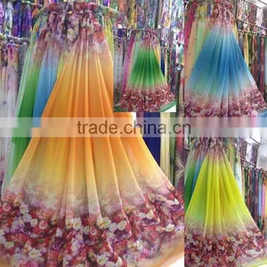 100% Polyester Flowers Digital Printed Chiffon Fabric for Cheap Sale thumbnail-3