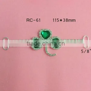 Stock Hot Selling Factory Price Clover Shamrock Rhinestone Connector for Headband/hairwear for Bikini (RC-61) thumbnail-1