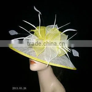 Women's Feather Decorative Wide Brim Sinamay Party Hats thumbnail-2