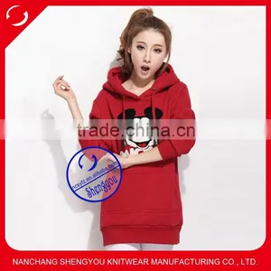 Custom Wholesale Women Extra Long Fleece Hoodies With Embroidered thumbnail-1