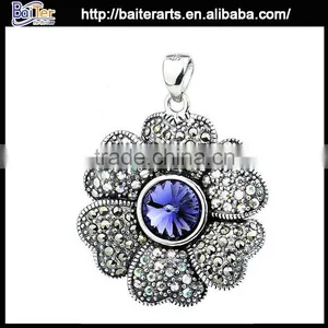 Custom Wholesale Vintage 925 Sterling Silver Flower Pendants From India thumbnail-1