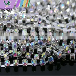 15 FEET1 Yard SS24 5mm AB Clear Crystal Gold Plated Rhinestone Chain Trims Cup Chain Wedding Garments Decoration YSCHC1032 thumbnail-5