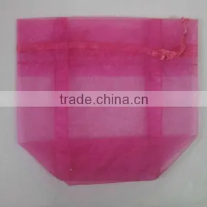 HOT SALE Pink Organza Mesh Gift Wine Bottle Packaging Pouch thumbnail-1
