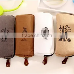 Fashion Retro Canvas Pencil Pen Case Cosmetic Makeup Coin Pouch thumbnail-2